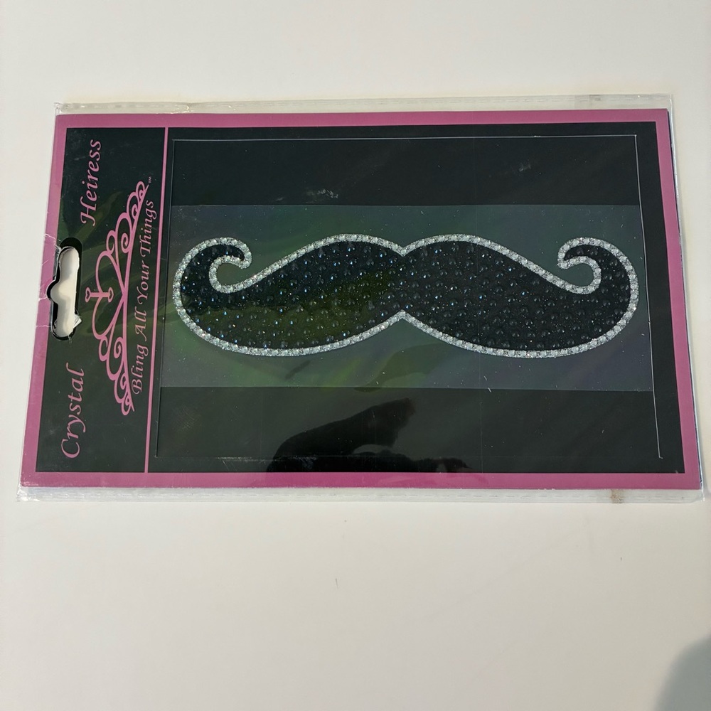 Crystal Heiress BLING Mustache Sticker Decal car laptop locker etc NEW NWT